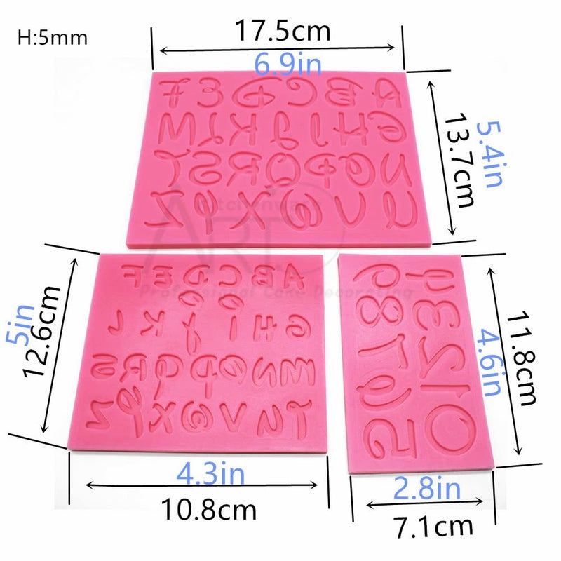 AK ART KITCHENWARE 3PCS Number and Alphabet Silicone Fondant Mold for Decorating Cake Cupcake Cookie Moulds Pastry DIY Bakery Tools SM-831 Pink - Image 4